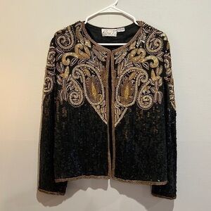 Vintage Black and Gold Sequin Jacket